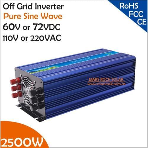 2500W 60V/72VDC 100/110/120VAC or 220/230/240VAC Pure Sine Wave PV Inverter Off Grid Solar& Wind Power Inverter PV Inverter