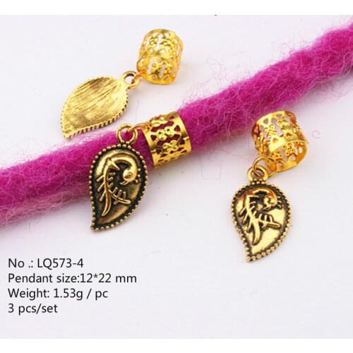 3-5 Pcs Hair Braids Leaves Beads Women Silver Gold Hip-hop Hair Rings Braid Bead Hair Headband Braiders Accessories