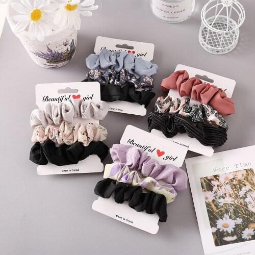 3Pcs/set Woman Scrunchies Sets Velvet Hair Ties Girls Ponytail Holders Rubber Band Solid Floral Hairband Hair Accessories Gift