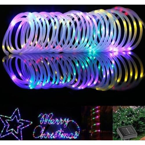 5M 50 LED Solar Flashlight String Garden Waterproof Colorful Hose Solar Light Wedding New Year Christmas Garden Decoration