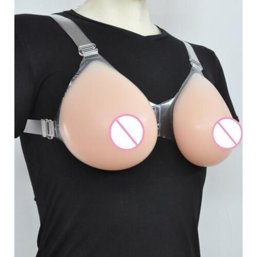600g/pair B cup Shoulder Strap Breast Lifelike Silicone Fake Boobs Counterfeit Women Chest Mastectomy Shemale Crossdresser