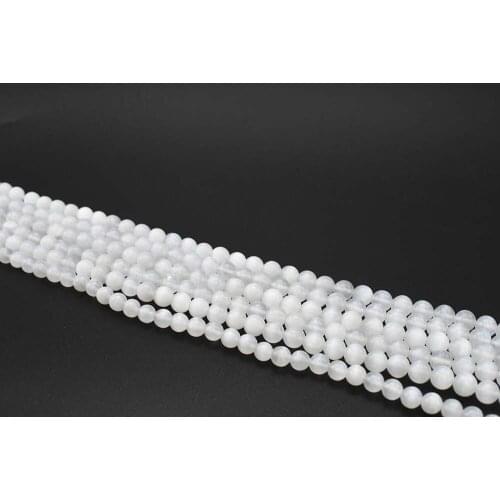 8-10mm AA Natural White Alabaster Gem stones Smooth round Stone Beads For DIY necklace bracelet jewelry make 15 "free delivery
