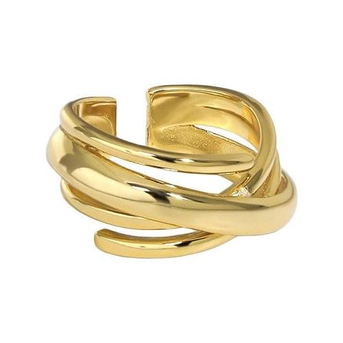 925 Sterling Silver Charming IrregularGeometric Rings For Women Men Matte Gold Interweare Vintage Party Gifts Accessories