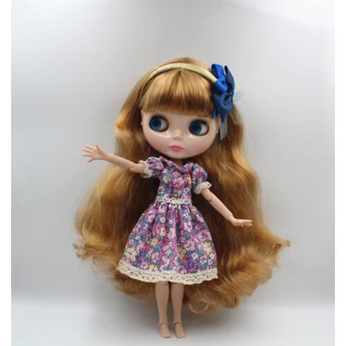 Blygirl Blyth doll Brown bosom white hair 30cm joint body 19 joint DIY doll can change makeup