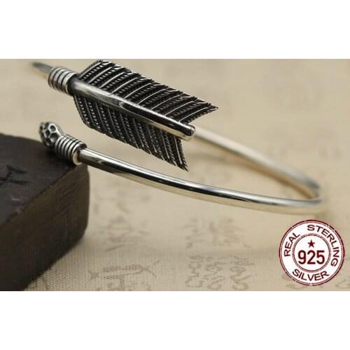 100% S925 men and women bracelet retro personality simple jewelry bow and arrow opening a lifetime bracelet to send a gift hot