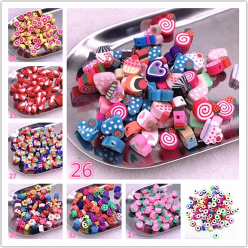 NEW 30pcs 10mm Smiling Face/Fruit/Flowers Beads Polymer Clay Spacer Loose Beads for Jewelry Making DIY Accessories