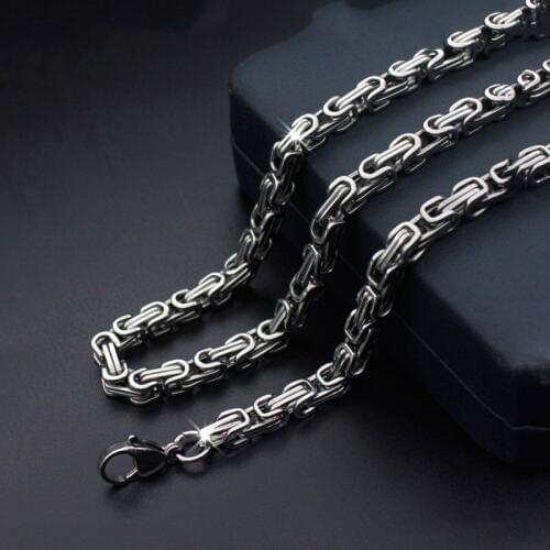 5mm 7mm Mens Necklace Chains Gold silver color Byzantine Box Link Stainless Steel Chain Neckalaces for Men 50cm 55cm
