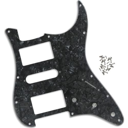 FLEOR 11 Hole HSH Strat Guitar Pickguard Scratch Plate Black Pearl Pick Guard with Screws Electric Guitar Parts