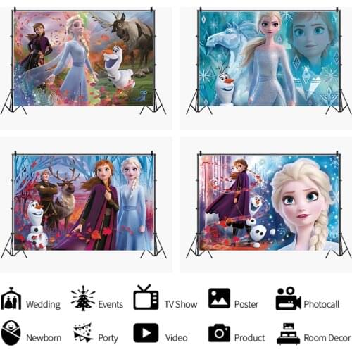 Frozen 2 Snow White Princess Aisha Birthday Background Cloth Tapestry Disney Birthday Party Decoration Photography Background