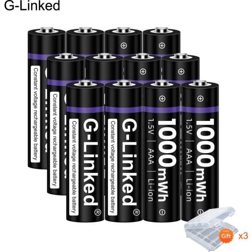 G-Linked New AAA Battery 1000mWh 1.5V AAA Rechargeable Battery Lithium Li ion 1.5V AAA Rechargeable Battery for Microphone Sha