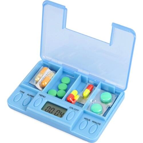 Pills Box Medicine Box 7 Days Medicine Storage Box Separated Pill Organizer with LCD Display 8 Groups Timer Alarm Clock