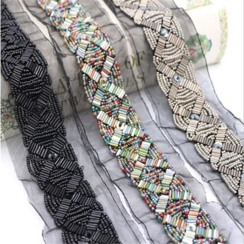 Spot hand sewing rice beads clothing accessories mesh beaded lace handmade DIY clothes leader collar decorative accessories