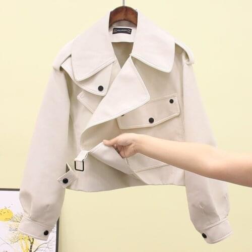 Black Short Loose Pu Faux Leather Coat Women Clothes Autumn Winter Streetwear Casual Ladies Biker Jacket Korean Outwear H1009