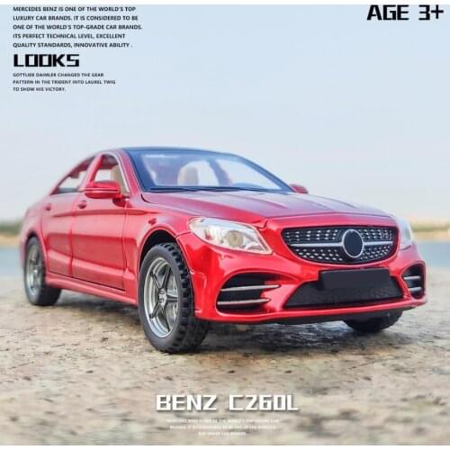 1:32 scale Hot diecast car wheels BENZ c260l metal model with light and sound pull back vehicle alloy toys collection for boys