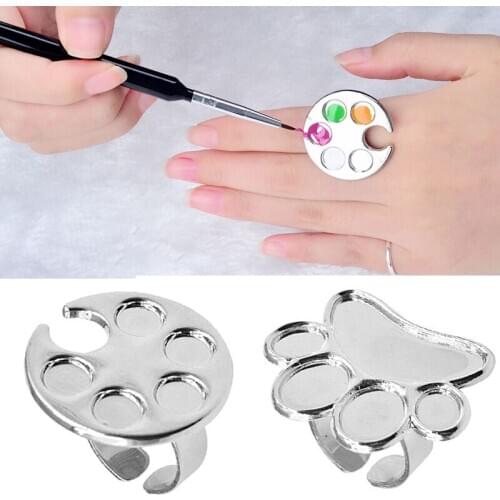 Mini Nail Art DIY Color Painting Palette Finger Nails Gel Polishing Tool Hand Manicure Ring Palettes MPwell
