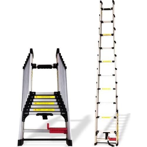 New 3.74M aluminum alloy thickening household telescopic ladder folding ladder straight ladder engineering industrial decoration