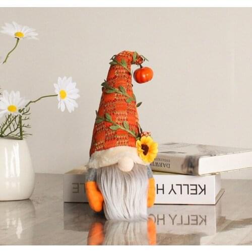 Fall Gnome Pumpkin Sunflower Swedish Nisse Tomte Elf Dwarf Plush Ornaments for Christmas Autumn Thanksgiving Home Decor F19B