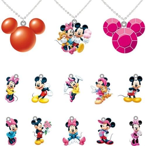 Disney Creative Design Minnie Mickey Mickey Mouse Shape Necklace Epoxy Resin Pendant Accessories For Friends