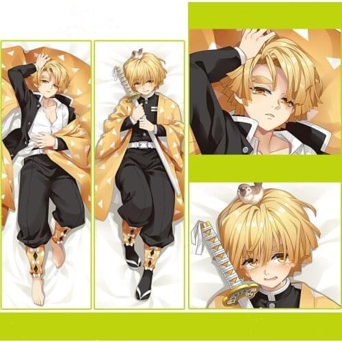 Anime Demon Slayer Agatsuma Zenitsu Animation Plush Pillow Animation Around The Body Pillow PP Cotton Padding Pillow Toy