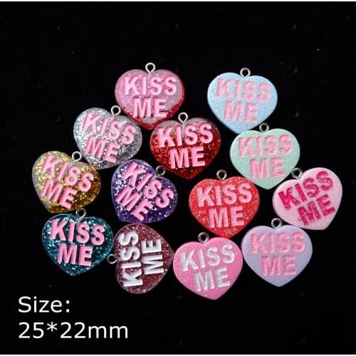 Kiss Me Heart Charms Pendants for decoration bracelets necklace earring key chain Jewelry Making