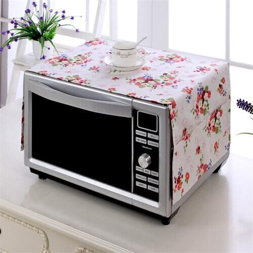 Kitchen Caffee Workshop Bar Cotton & Linen Fabric Microwave Oven Dustproof Cover Protective Cover with 4 Storage Bag