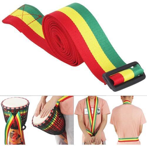 Adjustable Portable Rainbow African Drum Cotton Strap 5cm Width Djembe Drum Tambourine Shoulder Waist Belt,3.2 meters long