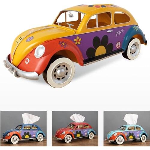 Retro Car Tissue Paper Box Wrought Iron Tissue Box Retro Model Ornaments Practical Creativity Cute