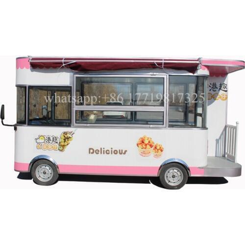 Pink color electric food kiosk cart mobile street food cart trailer for sale