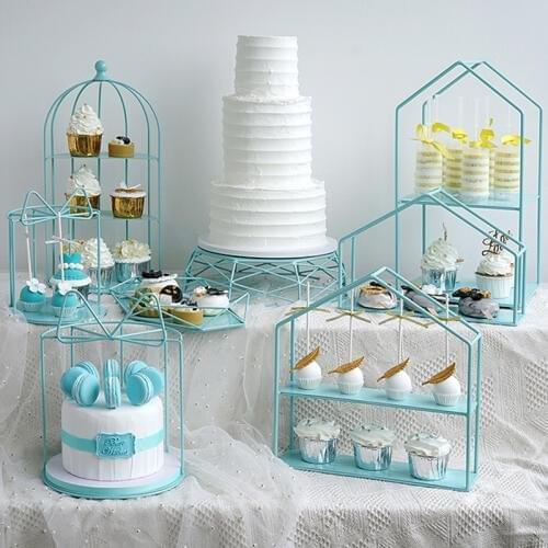 SWEETGO Blue cake stands cupcake trays birdcage baby boy birthday tools home decoration candy bar dessert table party supplier
