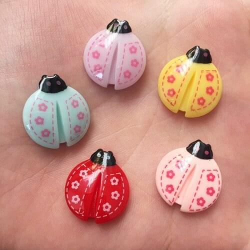Resin Lovely Mix Colorful Flower Beetle Flatback Cabochon Stone 20PCS Scrapbook DIY Decor Home Figurine Crafts OF469*2