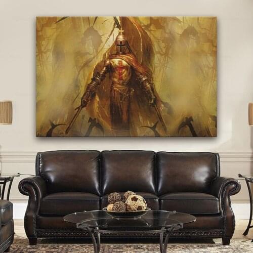 Medieval knight fantasy living room decoration home art decor wood frame fabric poster