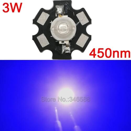 10PCS 3W Royal Blue 450nm High Power LED Lighting Emitter Diode 42Mil Epileds with 20mm Star Platine Heatsink for Aquarium