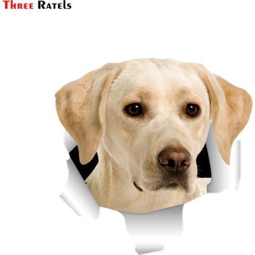 Three Ratels QD69 cute 3D torn metal design Labrador_Retrievers dog car sticker of kia