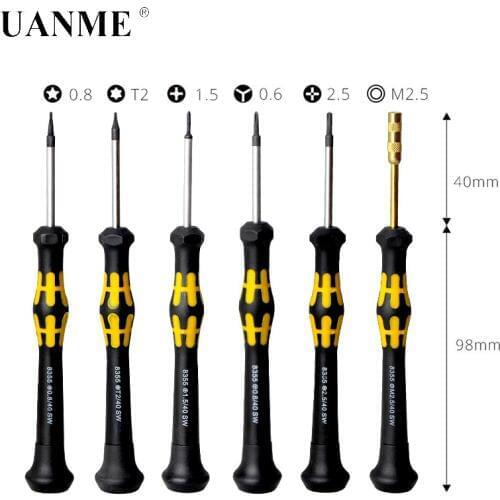 UANME 6 in 1 Precision Magnetic Screwdriver Set Cross Hex Pentalobe Y-Tip for iPhone 7 Opening Repair Tools Kit DIY Tools Set