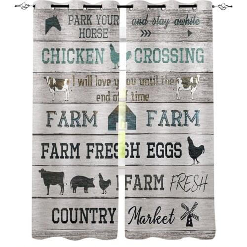 Vintage Wood Farm Barn Cow Pig Horse Chicken Blackout Curtains For Kitchen Bedroom Kids Room Window Curtains for Living Room