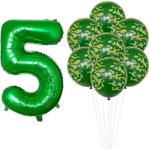 10pcs/lot New Green balloon 32''Number foil balloon ambulance camouflage car boy gift birthday party decoration children balloon