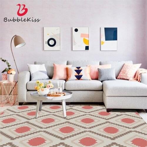 Bubble Kiss Nordic Style Abstract Geometric Dark Pink Bedroom Mats Home Bedroom Decor Area Rugs Customized Living Room Carpets