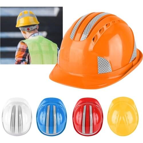 Worker Construction Site Protective Cap Ventilate ABS Hard Hat Reflective Stripe Safety Helmet