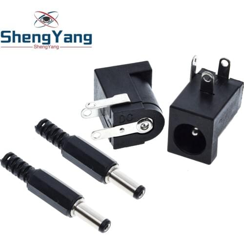 TZT 10Pcs DC-005 Black DC Power Jack Socket Connector DC005 5.5*2.1mm 2.1 socket Round the needle