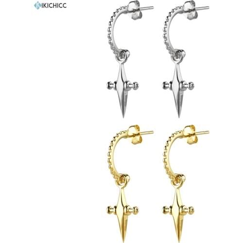Kikichicc 925 Sterling Silver Airplane Drop Earring Circle Loops Women Ohrringe Pendiente Round Rock Punk Earring Jewelry