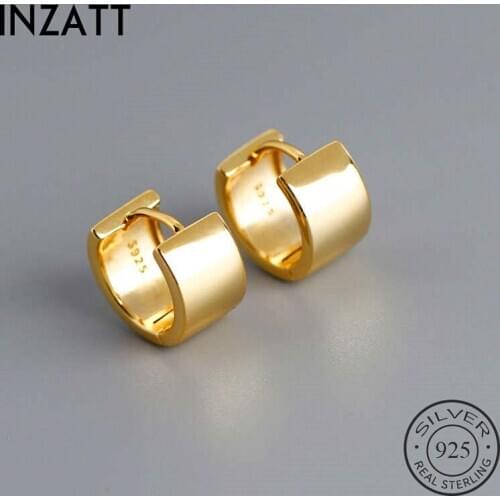 INZATT Real 925 Sterling Silver Geometric Round Hoop Earrings For Fashion Women Party OL Fine Jewelry Minimalist Accessories