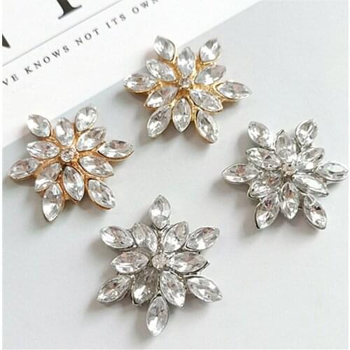 10 PCS 25x28mm Fashion Metal Alloy Crystal Rhinestone Flowers Accessories For DIY Jewelry Making