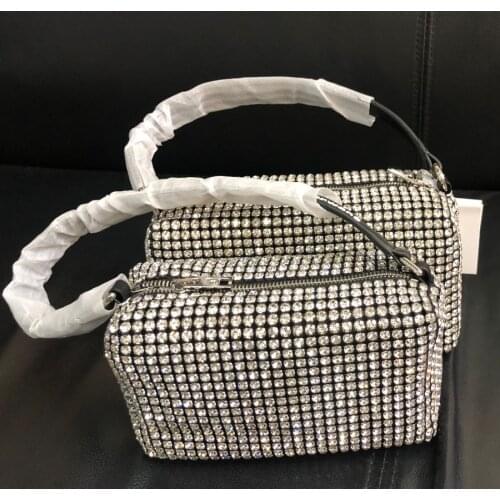 102048 Luxury Brand Designer Women Bags Rhinestone Bag Biling Flashing Diamond Full Mini Bags Genuine Leather Underarm Bag A2