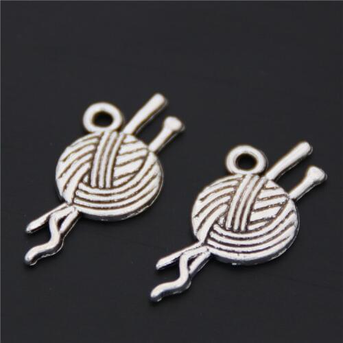 15pcs Silver Color Woolen Ball Of Yarn Charm Pendant Fit Bracelet Necklace Metal Jewelry A2572