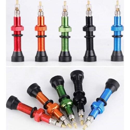 2 Pcs Bike Tire Air Valve Bike Tubeless Wheel Valve Kit Copper Core Alloy Stem 48/60mm