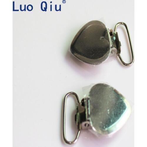 20 Pcs Enamel Heart Metal Suspender Clips for Baby Pacifiers Clips Holders 25mm Garment Clips