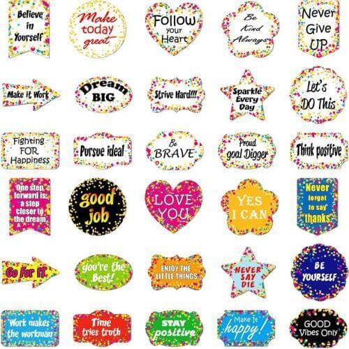 30pcs Waterproof Personalized Tag Text Sticker Girls Children DIY Toys Stationery Water Bottle Notebook Doodle Sticker Car Decor