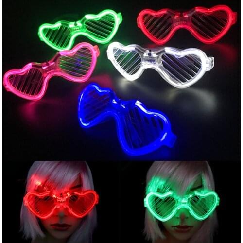 4 Colors Party LED Glasses Heart-Shaped Light Up Glasses 3 Lighting Modes For Party Rave Bar Birthday Nightclub Dropshipping