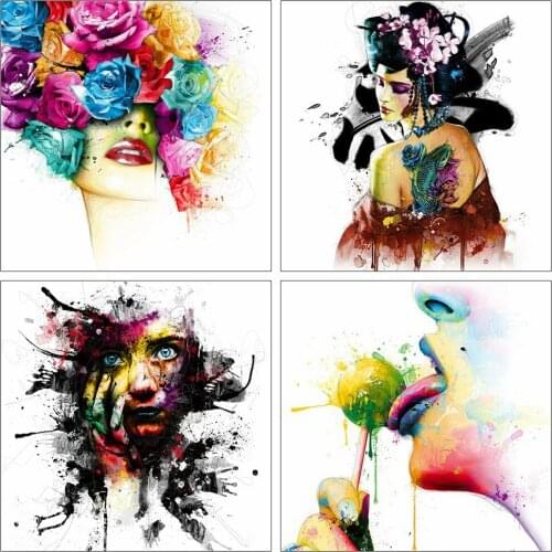 HUACAN 5D DIY Diamond Painting Woman Mosaic Flower Home Decor Full Square Diamond Embroidery Portrait Handmade Gift