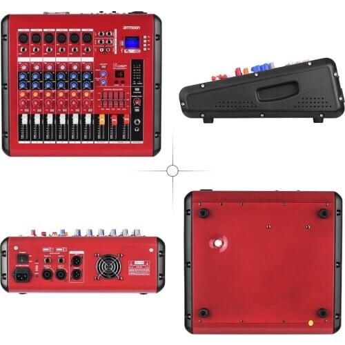 Ammoon PMR606 6-Channel Digital Audio Mixer Mixing Console with Power Amplifier Function